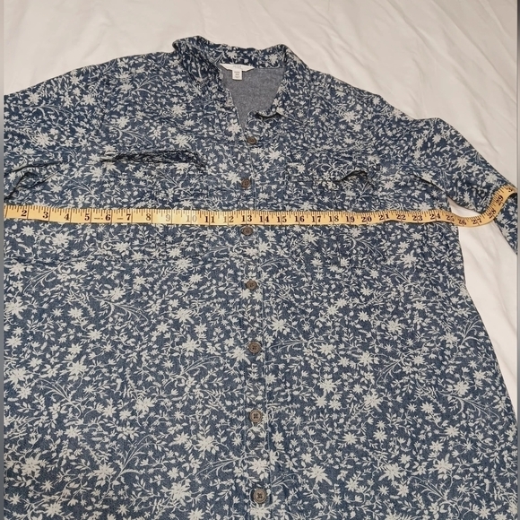 3X$25.  100%Cotton Time and Tru Floral-Print Utility Shirt Dress Size XXXL / 22 - Picture 7 of 12